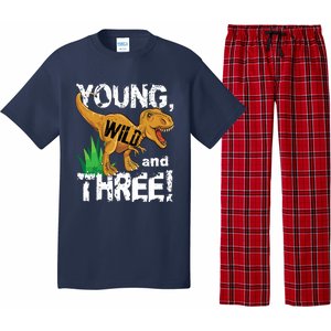 Young Wild And Three (3) Dinosaur Trex Birthday Boy Pajama Set