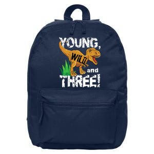 Young Wild And Three (3) Dinosaur Trex Birthday Boy 16 in Basic Backpack