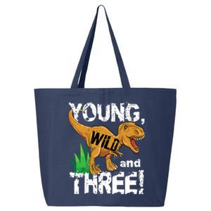 Young Wild And Three (3) Dinosaur Trex Birthday Boy 25L Jumbo Tote