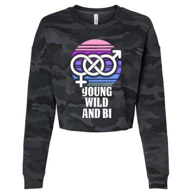 Young Wild And Bi Bisexual Pride Funny Gift Cropped Pullover Crew