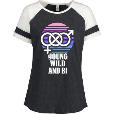 Young Wild And Bi Bisexual Pride Funny Gift Enza Ladies Jersey Colorblock Tee