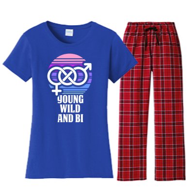 Young Wild And Bi Bisexual Pride Funny Gift Women's Flannel Pajama Set