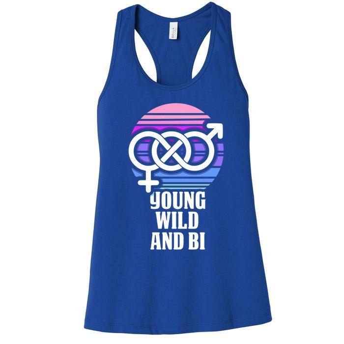 Young Wild And Bi Bisexual Pride Funny Gift Women's Racerback Tank