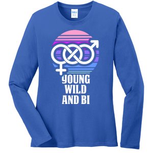 Young Wild And Bi Bisexual Pride Funny Gift Ladies Long Sleeve Shirt