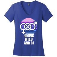 Young Wild And Bi Bisexual Pride Funny Gift Women's V-Neck T-Shirt