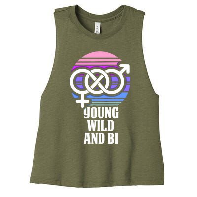 Young Wild And Bi Bisexual Pride Funny Gift Women's Racerback Cropped Tank