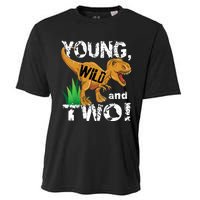 Young, Wild and Two 2 year old dinosaur birthday shirt boy Cooling Performance Crew T-Shirt