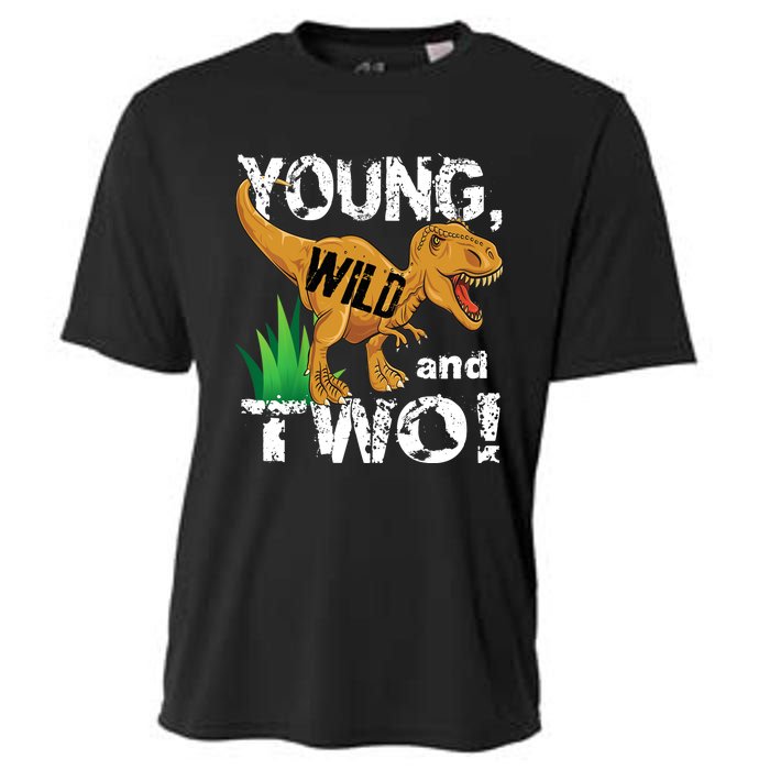 Young, Wild and Two 2 year old dinosaur birthday shirt boy Cooling Performance Crew T-Shirt