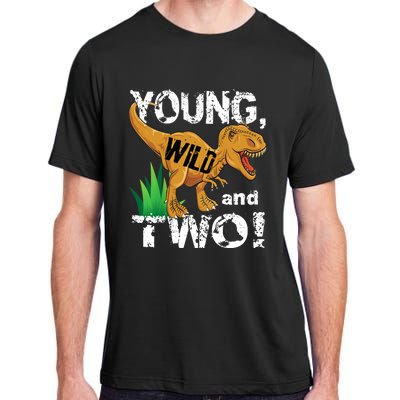 Young, Wild and Two 2 year old dinosaur birthday shirt boy Adult ChromaSoft Performance T-Shirt