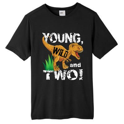 Young, Wild and Two 2 year old dinosaur birthday shirt boy Tall Fusion ChromaSoft Performance T-Shirt