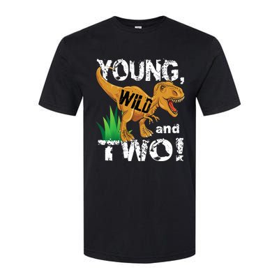 Young, Wild and Two 2 year old dinosaur birthday shirt boy Softstyle CVC T-Shirt