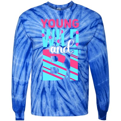 Young Wild And Bi Cute Gift Bisexual Pride Cool Gift Tie-Dye Long Sleeve Shirt