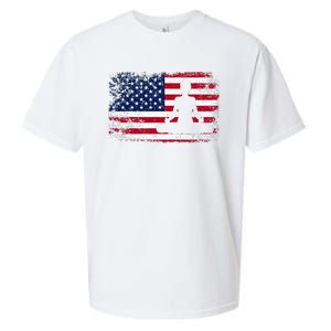 Yoga With American Flag With Lotus Position Padmasana Pulse Sueded Cloud Jersey T-Shirt