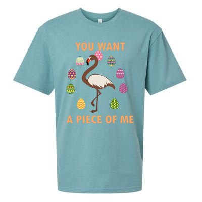 You Want A Piece Of Me Easter Day Cute Flamingo Meaningful Gift Sueded Cloud Jersey T-Shirt