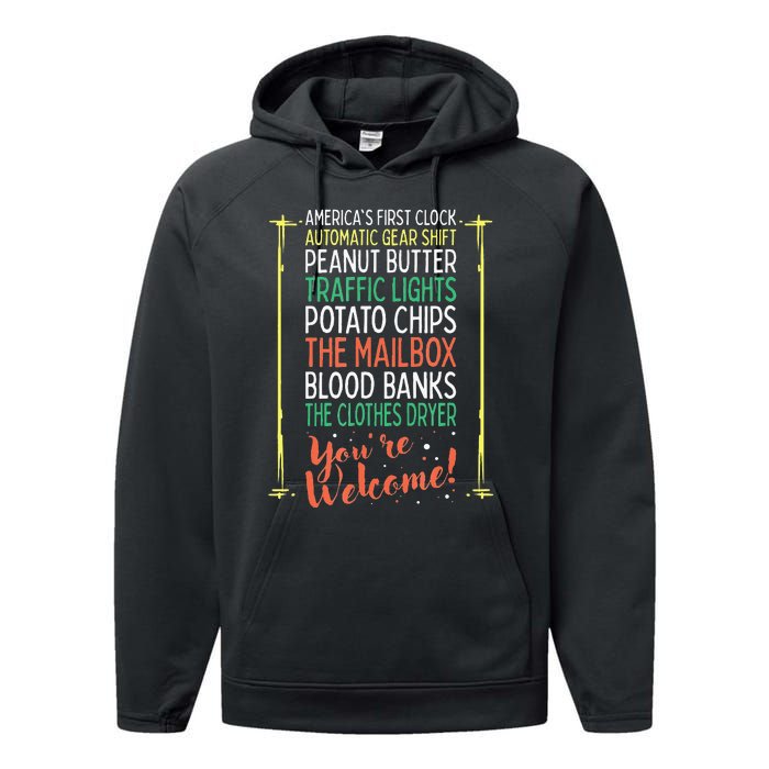 You're Welcome Black History Month Pride African Inventors Performance Fleece Hoodie