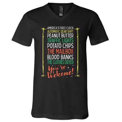 You're Welcome Black History Month Pride African Inventors V-Neck T-Shirt