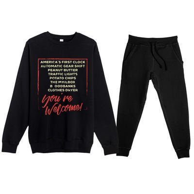 Youre Welcome Black History Month Pride African Inventors Premium Crewneck Sweatsuit Set