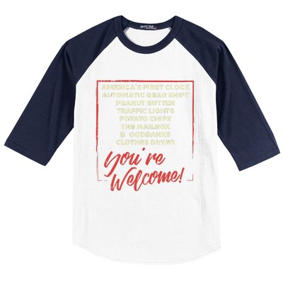 Youre Welcome Black History Month Pride African Inventors Baseball Sleeve Shirt