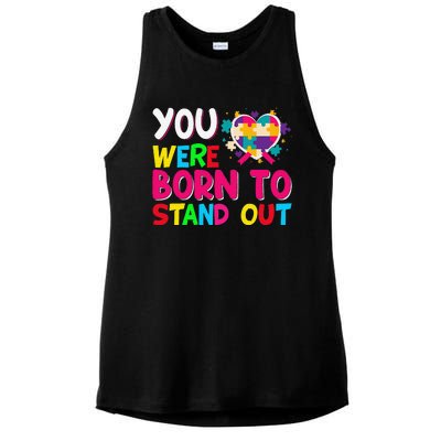 You Were Born To Stand Out Autism Awareness ASD Motivational Ladies PosiCharge Tri-Blend Wicking Tank