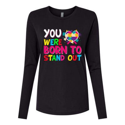 You Were Born To Stand Out Autism Awareness ASD Motivational Womens Cotton Relaxed Long Sleeve T-Shirt