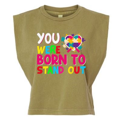 You Were Born To Stand Out Autism Awareness ASD Motivational Garment-Dyed Women's Muscle Tee