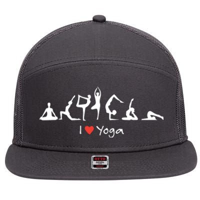 Yoga Workout Cute Funny Graphic Top Tee I Love Yoga 7 Panel Mesh Trucker Snapback Hat