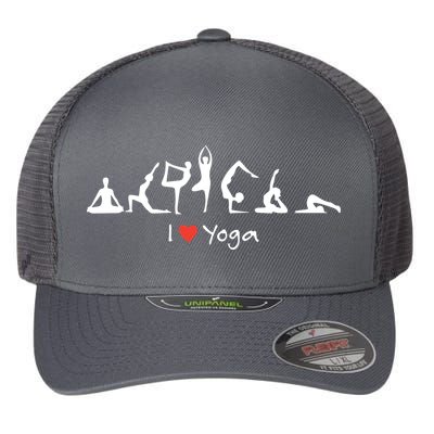 Yoga Workout Cute Funny Graphic Top Tee I Love Yoga Flexfit Unipanel Trucker Cap