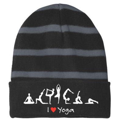 Yoga Workout Cute Funny Graphic Top Tee I Love Yoga Striped Beanie with Solid Band