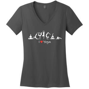 Yoga Workout Cute Funny Graphic Top Tee I Love Yoga Women's V-Neck T-Shirt