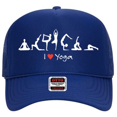 Yoga Workout Cute Funny Graphic Top Tee I Love Yoga High Crown Mesh Back Trucker Hat