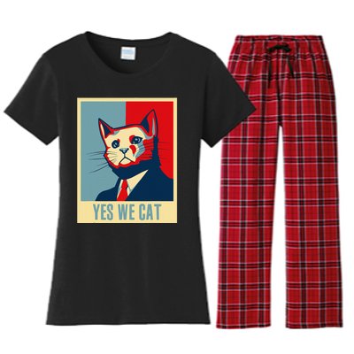 Yes We Cat Funny Cat Lover Pet Owner Women's Flannel Pajama Set