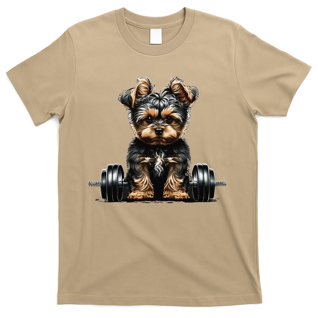 Yorkie Weightlifting Dog Funny Fitness Gym Yorkshire Terrier T-Shirt