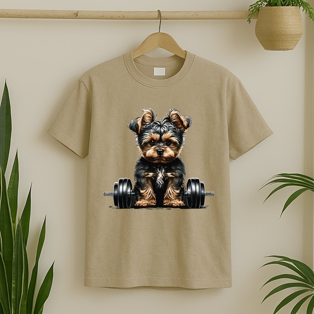 Yorkie Weightlifting Dog Funny Fitness Gym Yorkshire Terrier T-Shirt