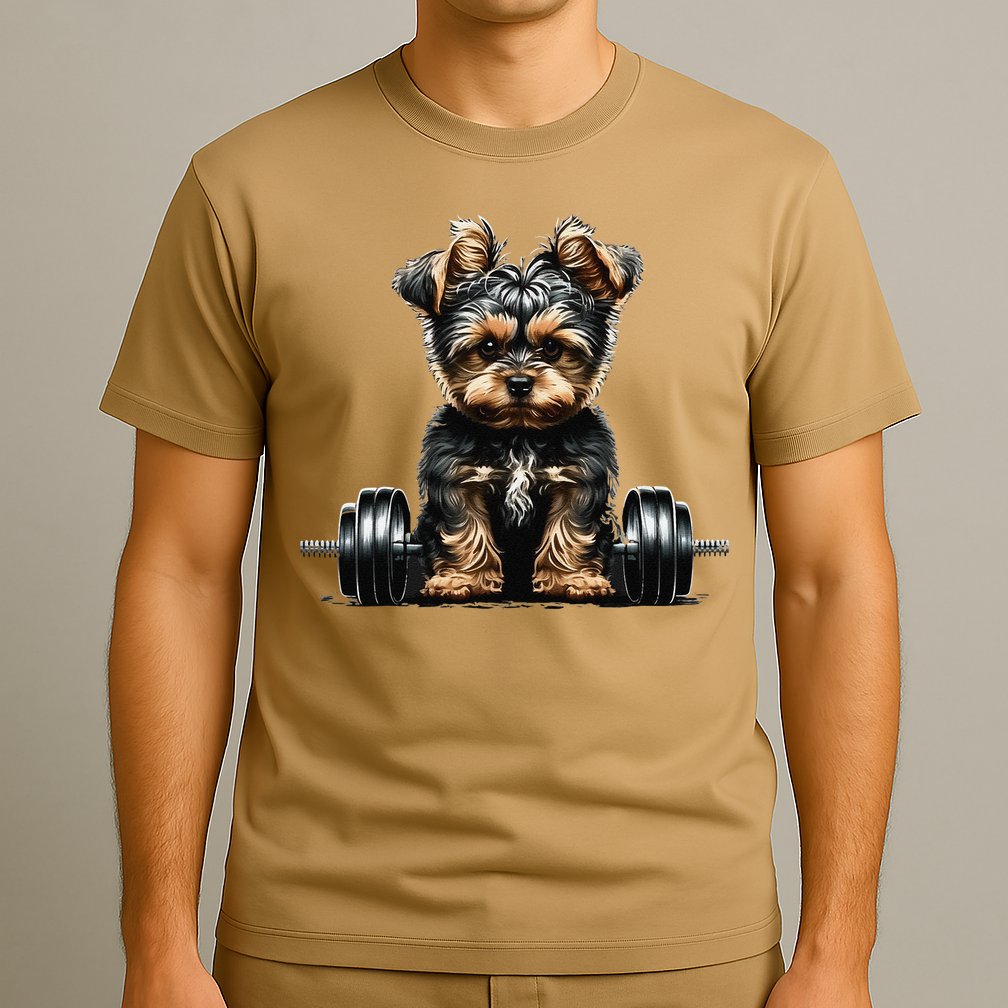 Yorkie Weightlifting Dog Funny Fitness Gym Yorkshire Terrier T-Shirt