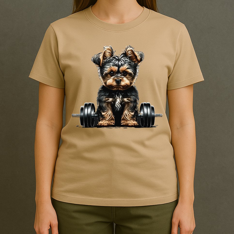 Yorkie Weightlifting Dog Funny Fitness Gym Yorkshire Terrier T-Shirt