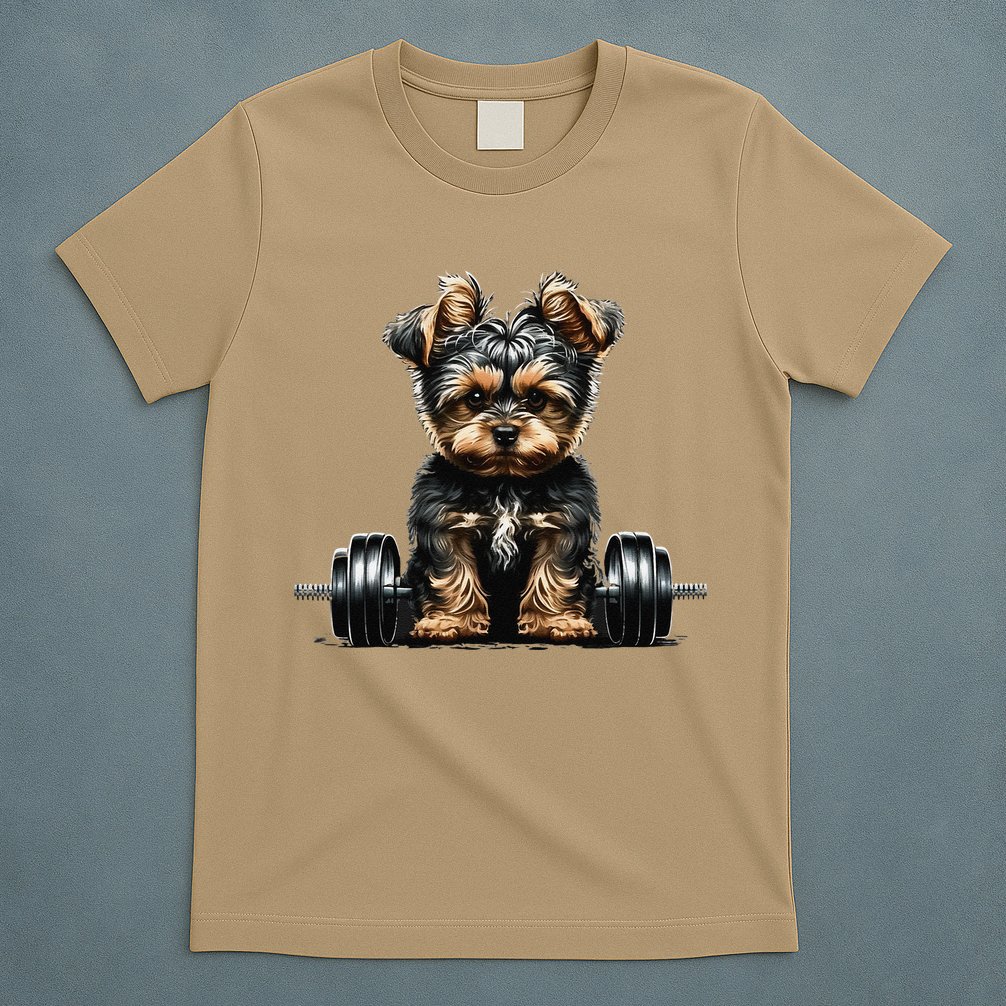 Yorkie Weightlifting Dog Funny Fitness Gym Yorkshire Terrier T-Shirt