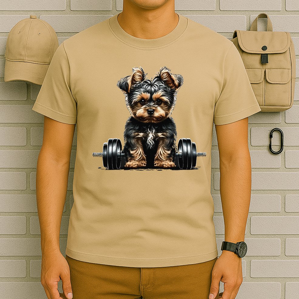 Yorkie Weightlifting Dog Funny Fitness Gym Yorkshire Terrier T-Shirt