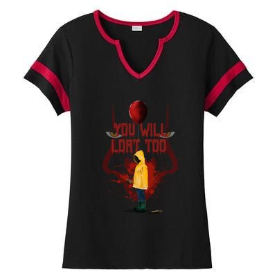 You Will Float Too Horro Clown Halloween Scary Ladies Halftime Notch Neck Tee