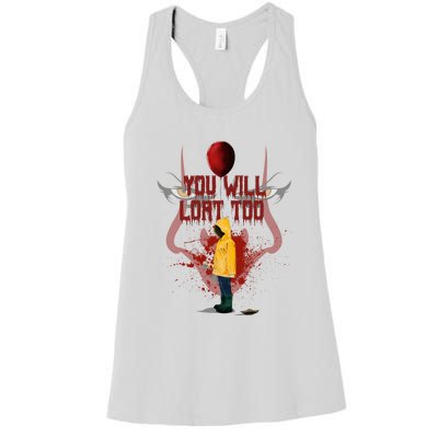 You Will Float Too Horro Clown Halloween Scary Women's Racerback Tank