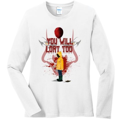 You Will Float Too Horro Clown Halloween Scary Ladies Long Sleeve Shirt