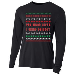 You Wrap Gifts I Wrap Brisket Ugly Christmas Sweater Cooling Performance Long Sleeve Crew