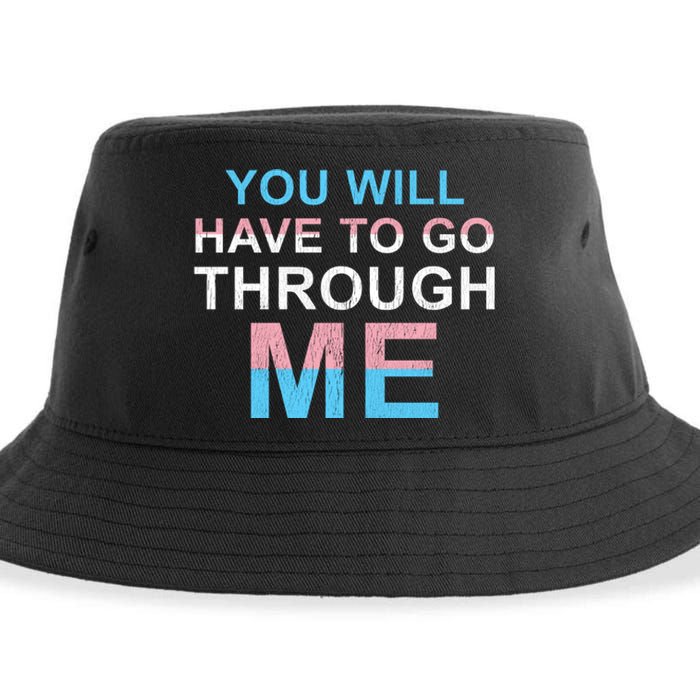 You Will Have To Go Through Me Lgbtq Ally Statrement Sustainable Bucket Hat