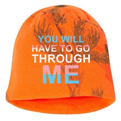 You Will Have To Go Through Me Lgbtq Ally Statrement Kati - Camo Knit Beanie