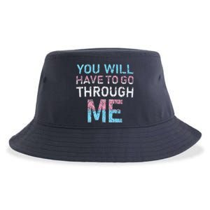 You Will Have To Go Through Me Funny Lgbtq Transg Pride Flag Sustainable Bucket Hat