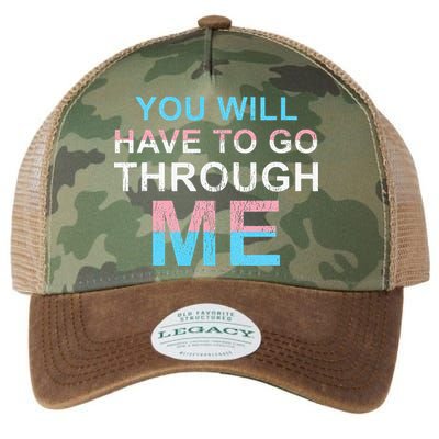 You Will Have To Go Through Me Lgbtq Ally Statrement Legacy Tie Dye Trucker Hat
