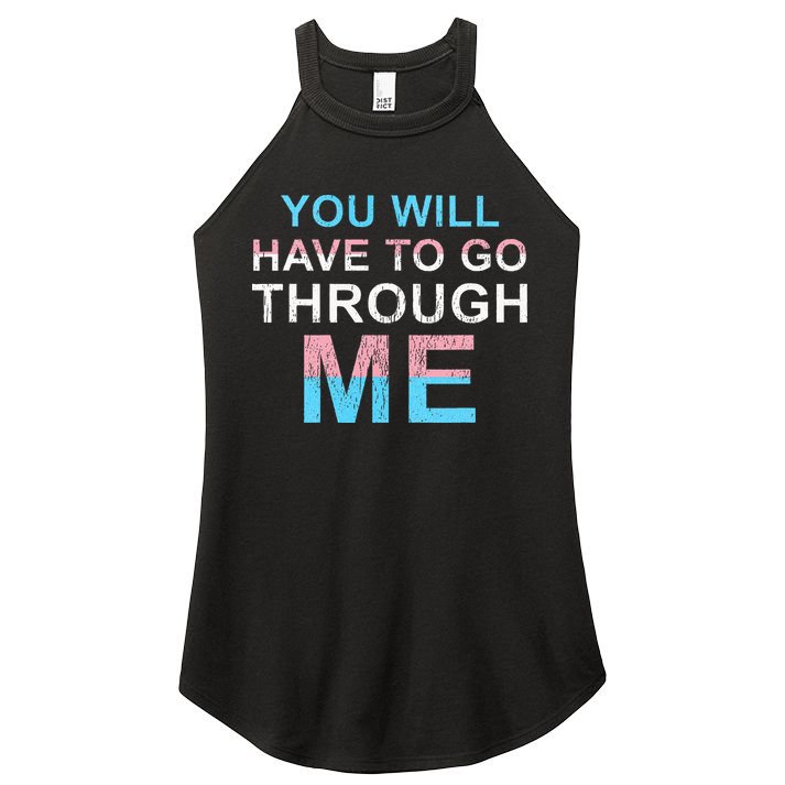 You Will Have To Go Through Me Lgbtq Ally Statrement Women's Perfect Tri Rocker Tank
