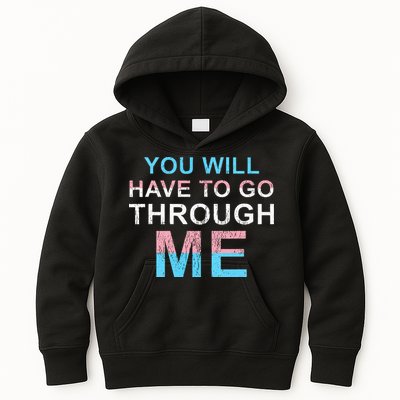 You Will Have To Go Through Me Lgbtq Ally Statrement Kids Hoodie