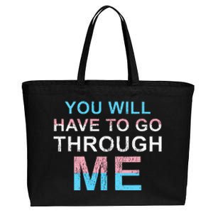 You Will Have To Go Through Me Lgbtq Ally Statrement Cotton Canvas Jumbo Tote