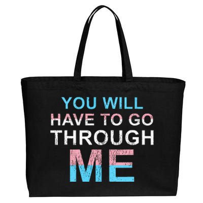 You Will Have To Go Through Me Lgbtq Ally Statrement Cotton Canvas Jumbo Tote