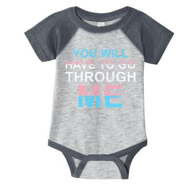 You Will Have To Go Through Me Lgbtq Ally Statrement Infant Baby Jersey Bodysuit